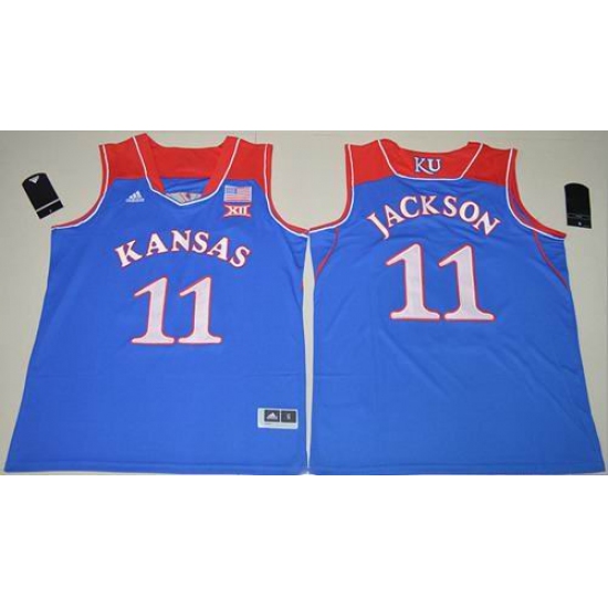 Personalized Kansas Jayhawks #11 Josh Jackson Royal Blue Basketball Authentic Stitched NCAA Jersey