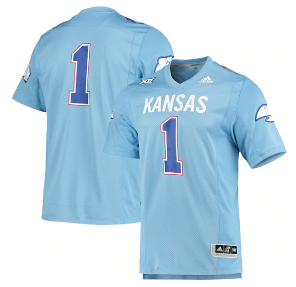 Personalized Men’s Kansas Jayhawks #1 Light Blue Stitched Jersey