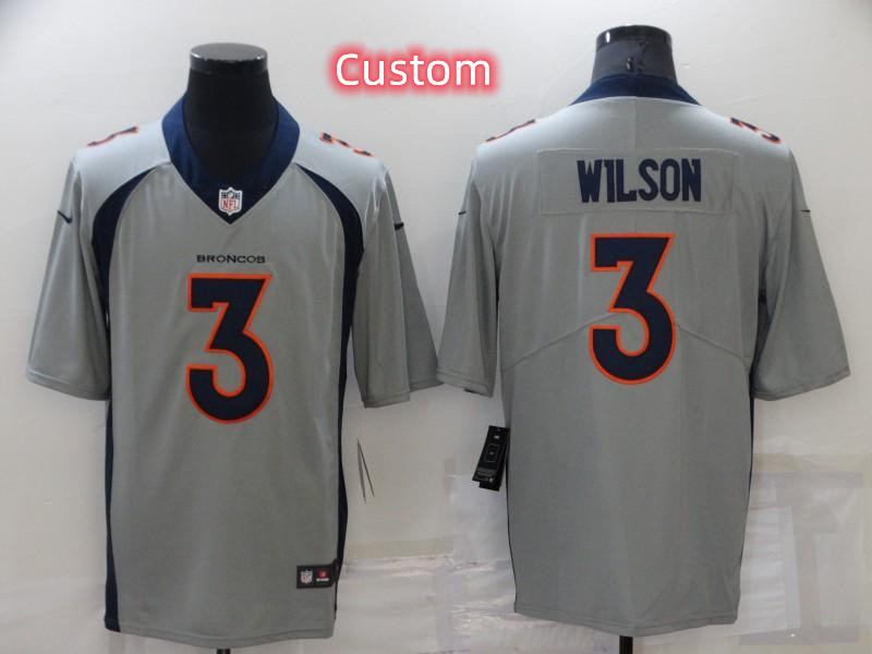 Personalized Custom Men’s Denver Broncos Grey Stitched Jersey