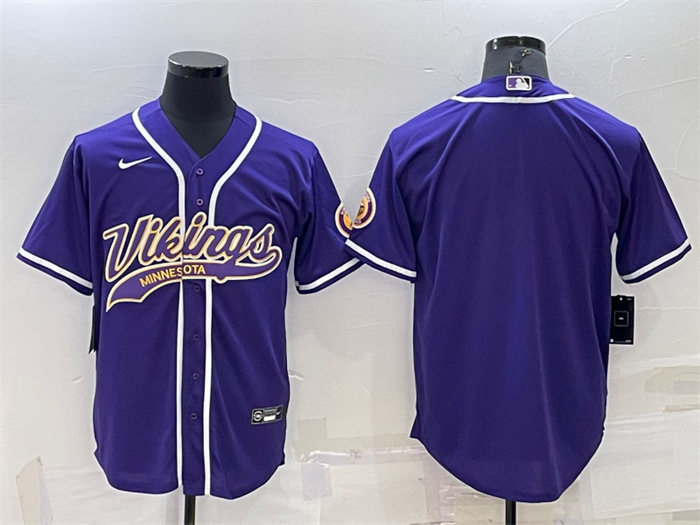 Personalized Men’s Minnesota Vikings Blank Purple With Patch Cool Base Stitched Baseball Jersey