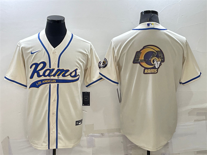 Personalized Men’s Los Angeles Rams Bone Team Big Logo With Patch Cool Base Stitched Baseball Jersey