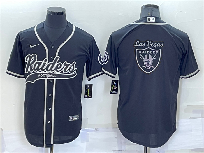 Personalized Men’s Las Vegas Raiders Black Team Big Logo With Patch Cool Base Stitched Baseball Jersey