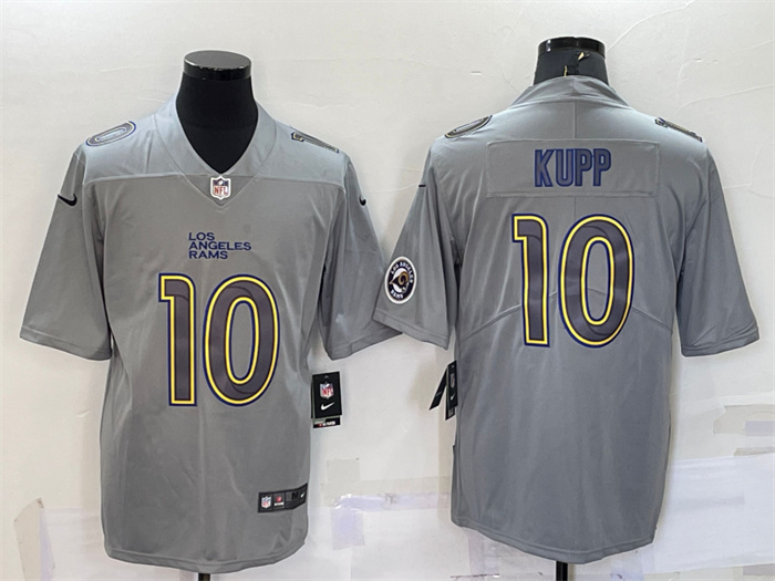 Personalized Men’s Los Angeles Rams #10 Cooper Kupp Grey With Patch Atmosphere Fashion Stitched Jersey