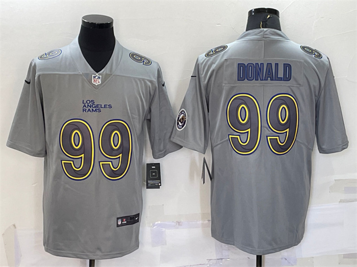 Personalized Men’s Los Angeles Rams #99 Aaron Donald Grey With Patch Atmosphere Fashion Stitched Jersey