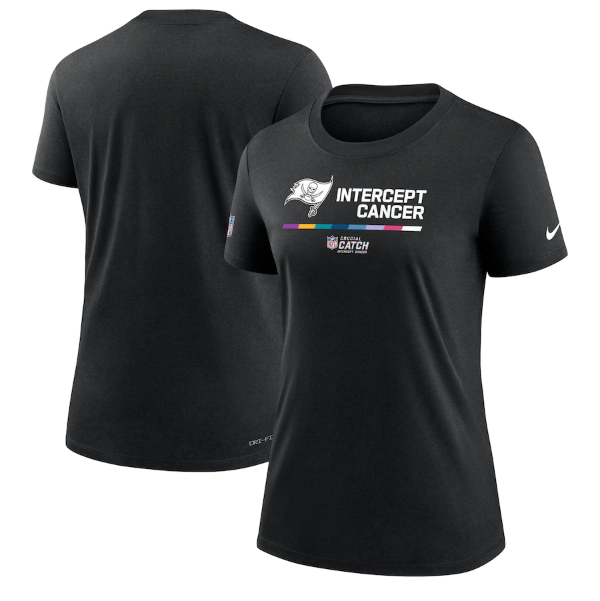 Personalized Women’s Tampa Bay Buccaneers 2022 Black Crucial Catch Performance T-Shirt(Run Small)