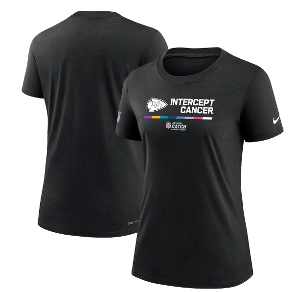 Personalized Women’s Kansas City Chiefs 2022 Black Crucial Catch Performance T-Shirt(Run Small)