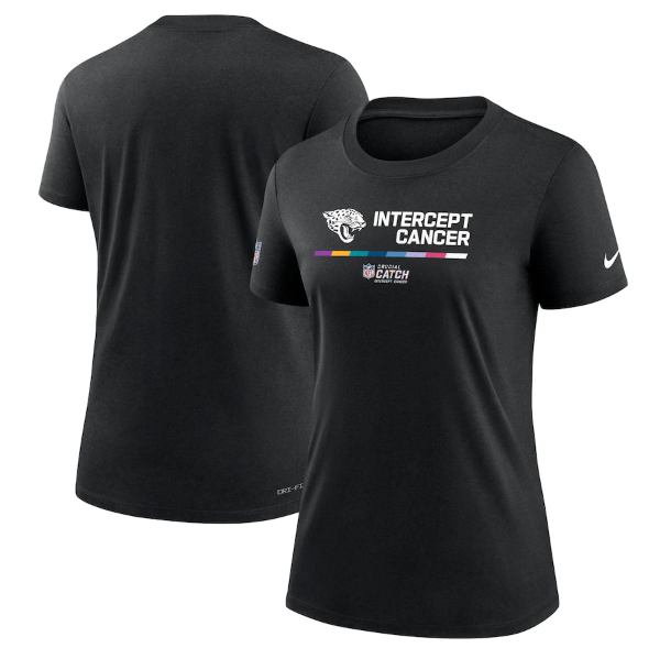 Personalized Women’s Jacksonville Jaguars 2022 Black Crucial Catch Performance T-Shirt(Run Small)
