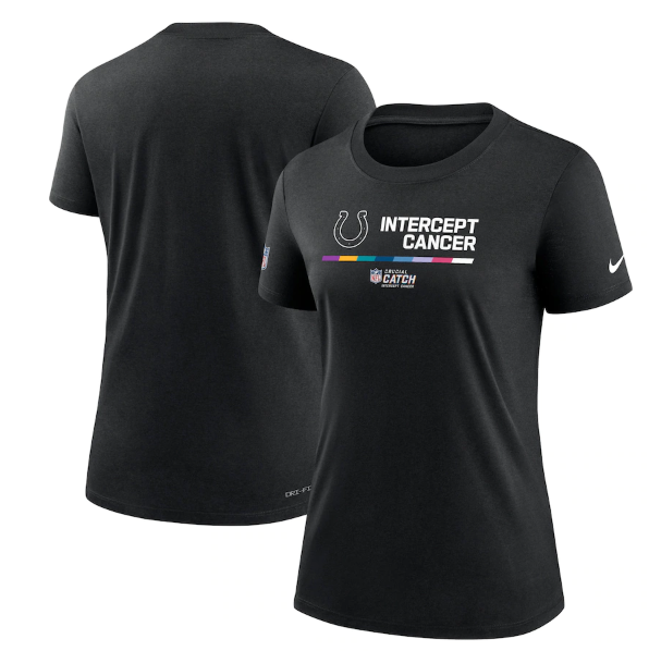 Personalized Women’s Indianapolis Colts 2022 Black Crucial Catch Performance T-Shirt(Run Small)