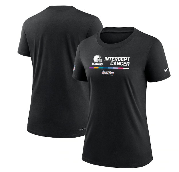 Personalized Women’s Cleveland Browns 2022 Black Crucial Catch Performance T-Shirt(Run Small)