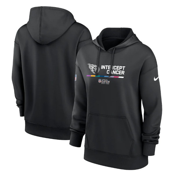 Personalized Women’s Tennessee Titans 2022 Black NFL Crucial Catch Therma Performance Pullover Hoodie(Run Small)