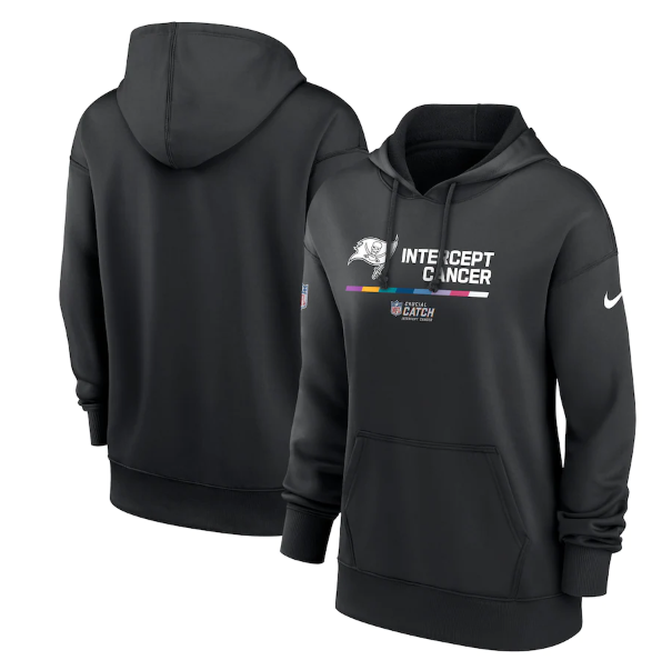 Personalized Women’s Tampa Bay Buccaneers 2022 Black NFL Crucial Catch Therma Performance Pullover Hoodie(Run Small)