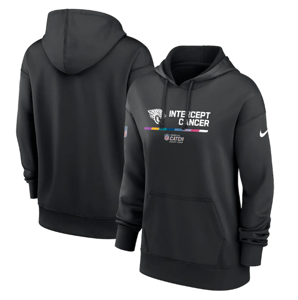 Personalized Women’s Jacksonville Jaguars 2022 Black NFL Crucial Catch Therma Performance Pullover Hoodie(Run Small)