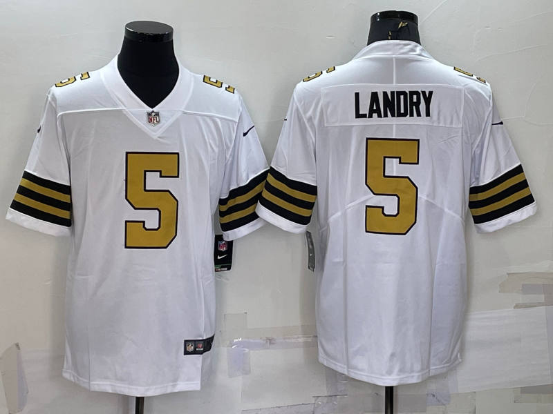 Personalized Men’s New Orleans Saints #5 Jarvis Landry White Color Rush Limited Stitched Jersey