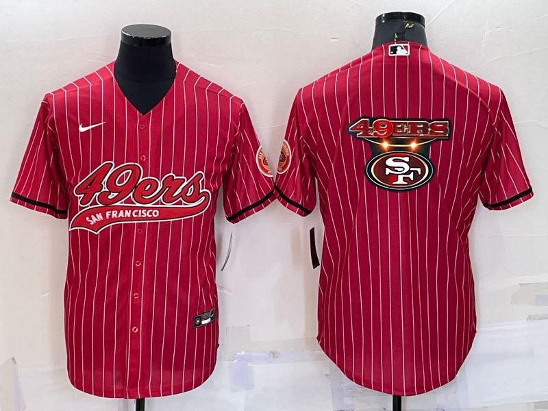 Personalized Men’s San Francisco 49ers Red Team Big Logo With Patch Cool Base Stitched Baseball Jersey