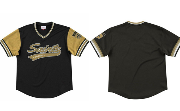 Personalized Men’s New Orleans Saints Black Mitchell & Ness T-Shirt
