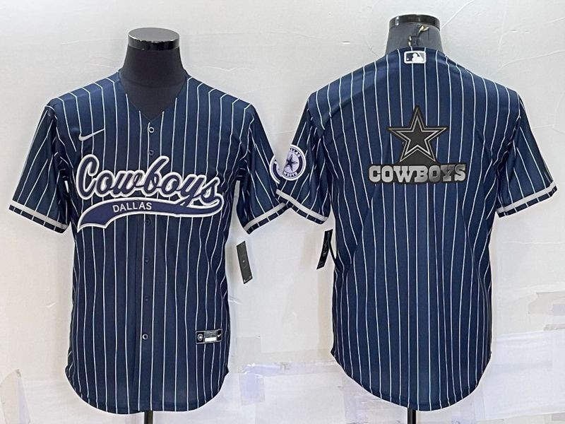 Personalized Men’s Dallas Cowboys Navy Team Big Logo With Patch Cool Base Stitched Baseball Jersey
