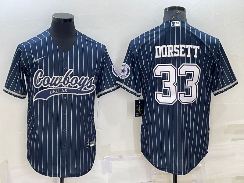 Personalized Men’s Dallas Cowboys #33 Tony Dorsett Navy With Patch Cool Base Stitched Baseball Jersey