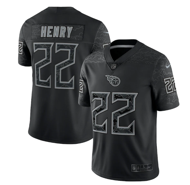 Personalized Men’s Tennessee Titans #22 Derrick Henry Black Reflective Limited Stitched Football Jersey