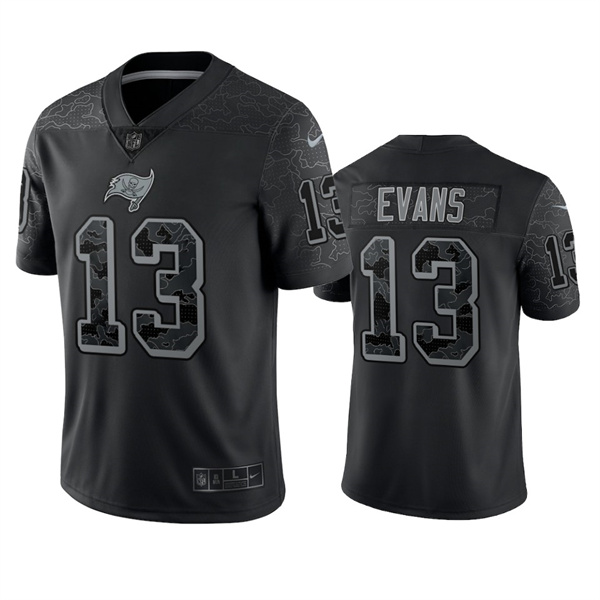 Personalized Men’s Tampa Bay Buccaneers #13 Mike Evans Black Reflective Limited Stitched Jersey