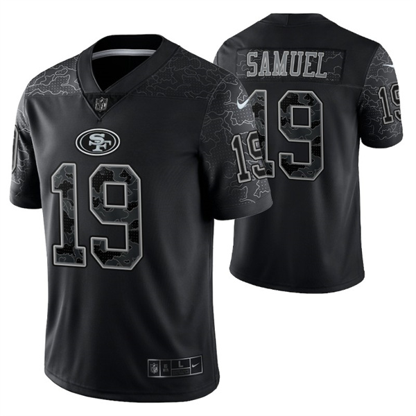 Personalized Men’s San Francisco 49ers #19 Deebo Samuel Black Reflective Limited Stitched Football Jersey