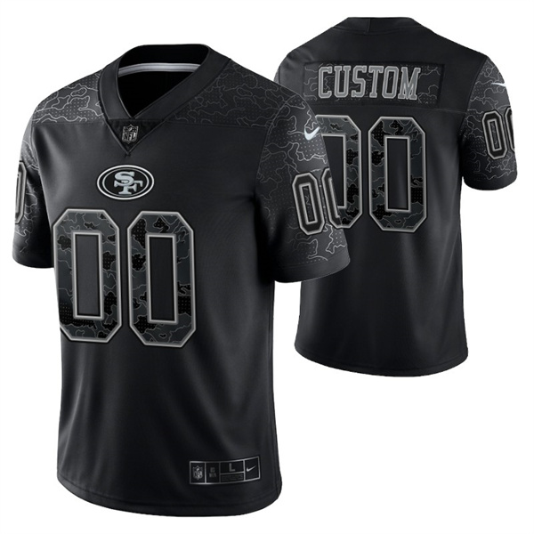 Personalized Men’s San Francisco 49ers ACTIVE PLAYER Black Reflective Limited Stitched Football Jersey