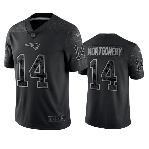 Personalized Men’s New England Patriots #14 Ty Montgomery Black Reflective Limited Stitched Football Jersey
