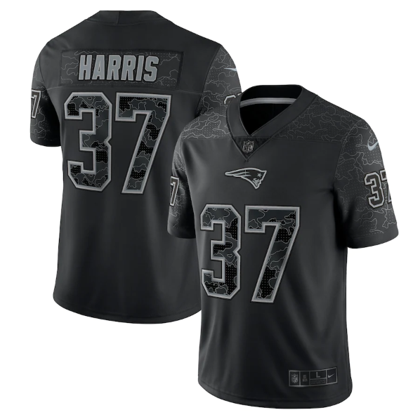 Personalized Men’s New England Patriots #37 Damien Harris Black Reflective Limited Stitched Football Jersey