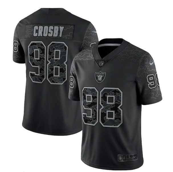 Personalized Men’s Las Vegas Raiders #98 Maxx Crosby Black Reflective Limited Stitched Football Jersey