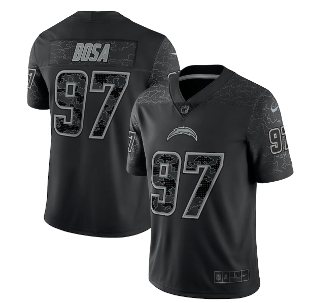 Personalized Men’s Los Angeles Chargers #97 Joey Bosa Black Reflective Limited Stitched Football Jersey