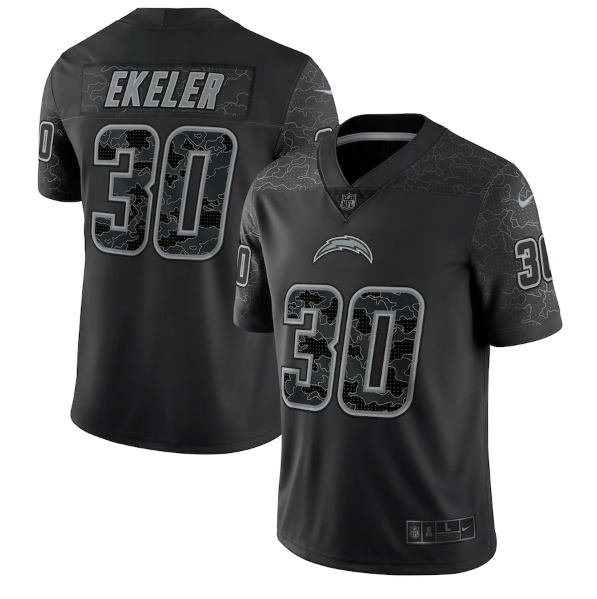 Personalized Men’s Los Angeles Chargers #30 Austin Ekeler Black Reflective Limited Stitched Football Jersey