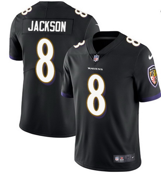Personalized Men’s Baltimore Ravens #8 Lamar Jackson Black Alternate Stitched NFL Untouchable Limited Jersey