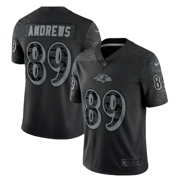 Personalized Men’s Baltimore Ravens #89 Mark Andrews Black Reflective Limited Stitched Football Jersey