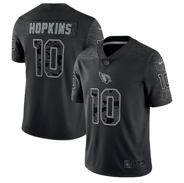Personalized Men’s Arizona Cardinals #10 DeAndre Hopkins Black Reflective Limited Stitched Football Jersey