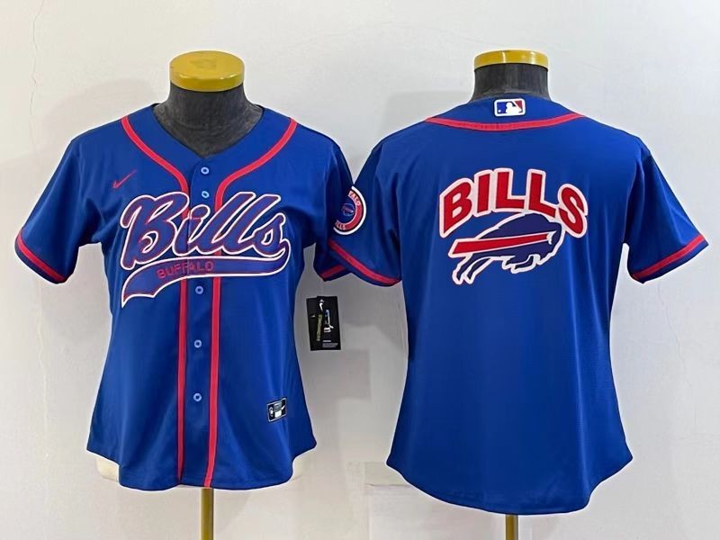 Personalized Women Buffalo Bills Royal Team Big Logo With Patch Cool Base Stitched Baseball Jersey