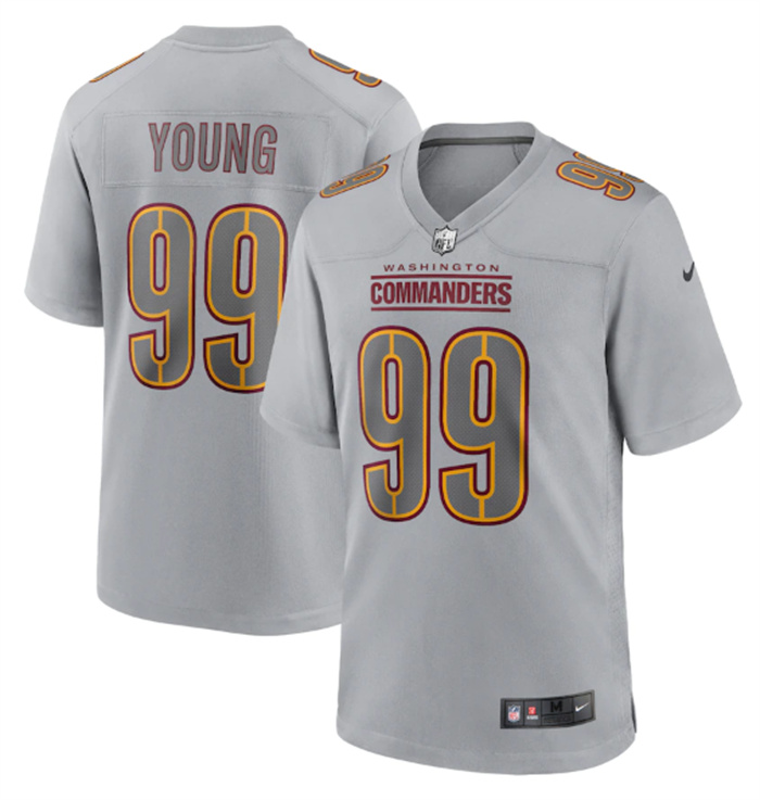 Personalized Men’s Washington Commanders #99 Chase Young Grey Atmosphere Fashion Stitched Game Jersey