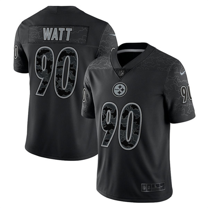Personalized Men’s Pittsburgh Steelers #90 T.J. Watt Reflective Limited Stitched Jersey
