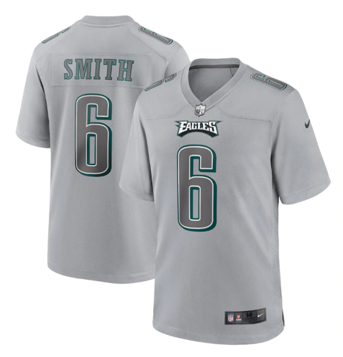 Personalized Men’s Philadelphia Eagles #6 DeVonta Smith Grey Atmosphere Fashion Stitched Game Jersey