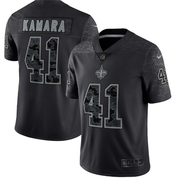 Personalized Men’s New Orleans Saints #41 Alvin Kamara Black Reflective Limited Stitched Football Jersey