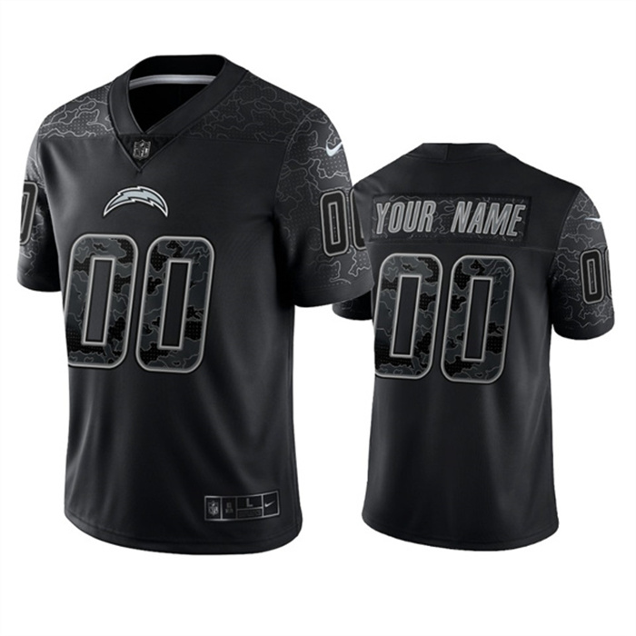 Personalized Men’s Los Angeles Chargers Active Player Black Reflective Limited Stitched Football Jersey