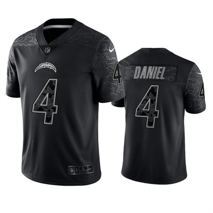 Personalized Men’s Los Angeles Chargers #4 Chase Daniel Black Reflective Limited Stitched Football Jersey