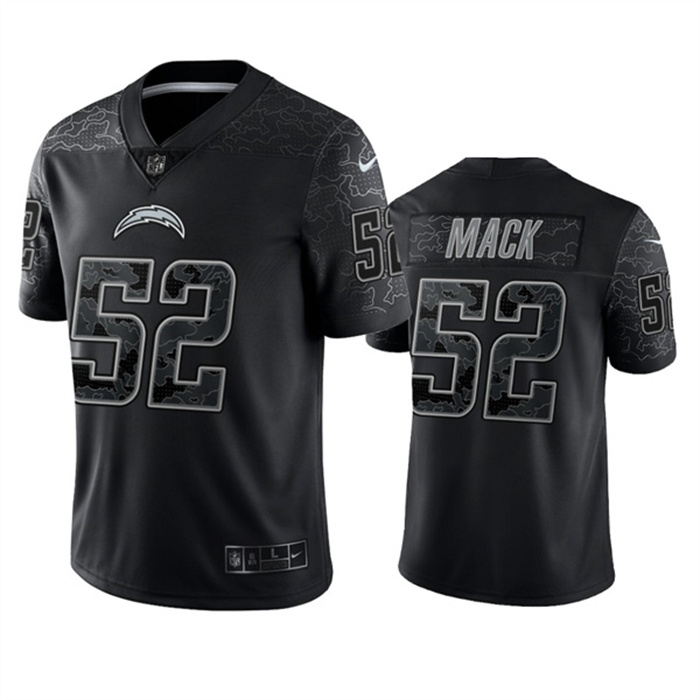 Personalized Men’s Los Angeles Chargers #52 Khalil Mack Black Reflective Limited Stitched Football Jersey