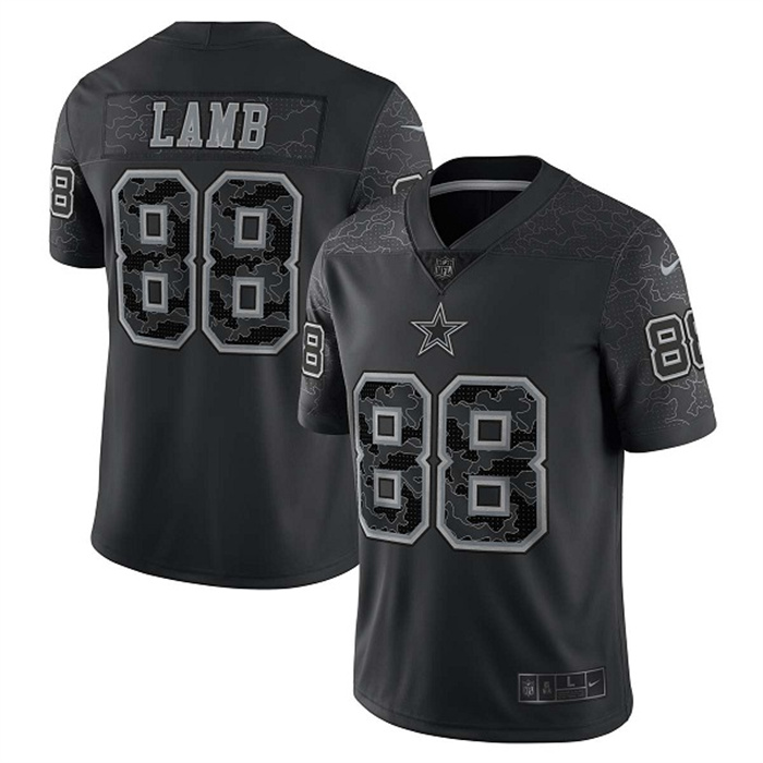 Personalized Men’s Dallas Cowboys #88 CeeDee Lamb Black Reflective Limited Stitched Football Jersey