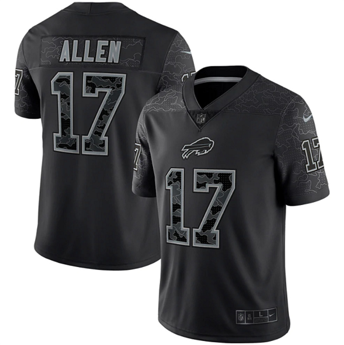 Personalized Men’s Buffalo Bills #17 Josh Allen Black Reflective Limited Stitched Football Jersey