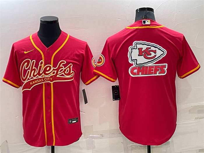 Personalized Men’s Kansas City Chiefs Red Team Big Logo With Patch Cool Base Stitched Baseball Jersey