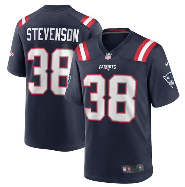 Personalized Men’s New England Patriots #38 Rhamondre Stevenson Navy Limited Stitched Game Jersey