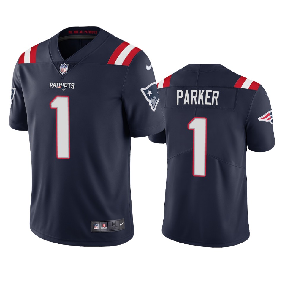Personalized Men’s New England Patriots #1 DeVante Parker Navy Untouchable Limited Stitched Jersey