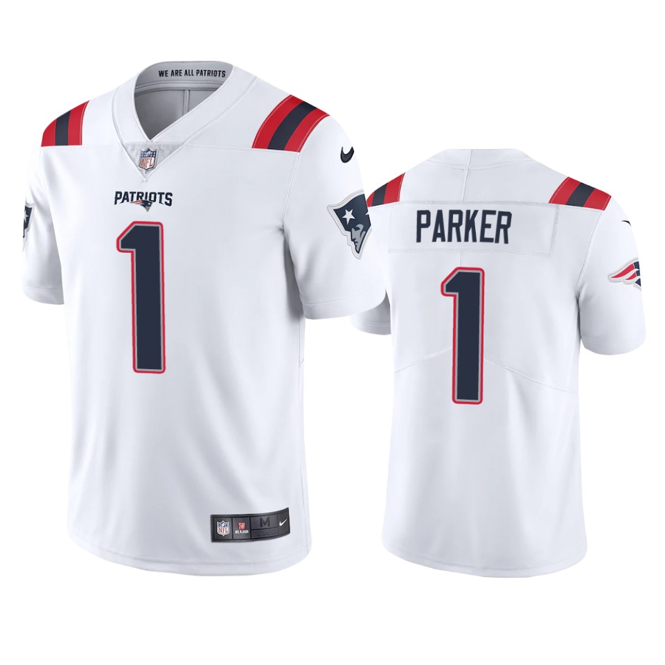 Personalized Men’s New England Patriots #1 DeVante Parker White Untouchable Limited Stitched Jersey