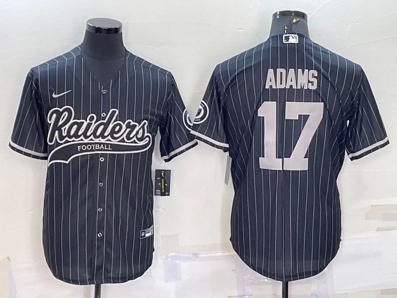 Personalized Men’s Las Vegas Raiders #17 Davante Adams Black With Patch Cool Base Stitched Baseball Jersey