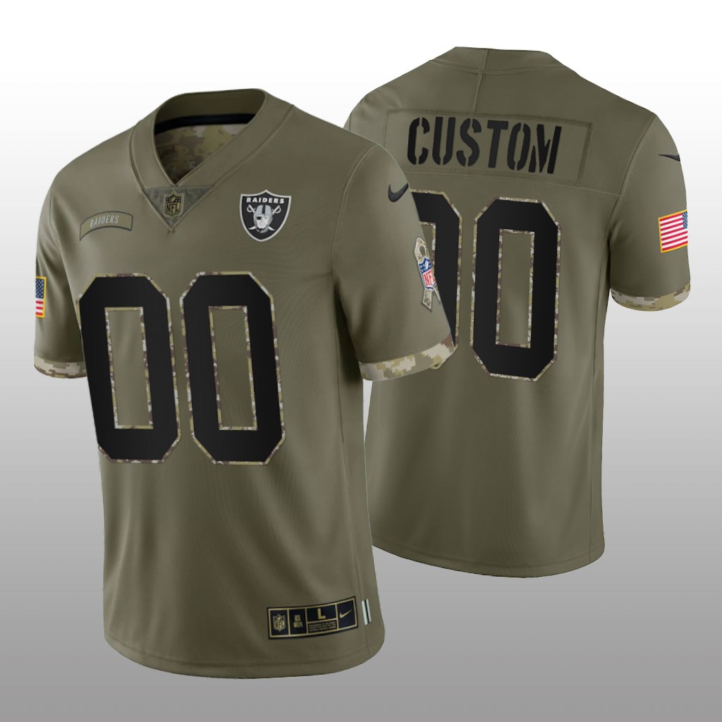 Personalized Men’s Las Vegas Raiders ACTIVE PLAYER Olive 2022 Salute To Service Limited Stitched Jersey