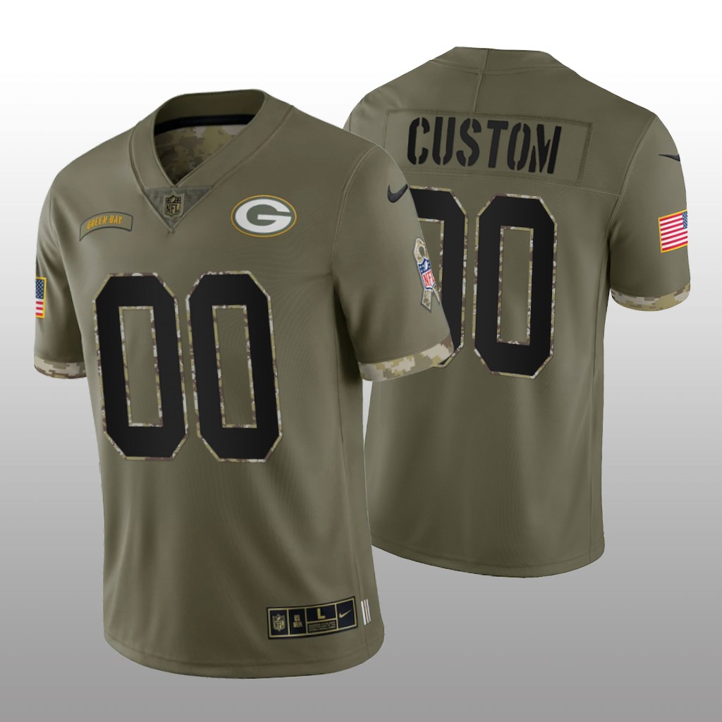 Personalized Men’s Green Bay Packers ACTIVE PLAYER Olive 2022 Salute To Service Limited Stitched Jersey